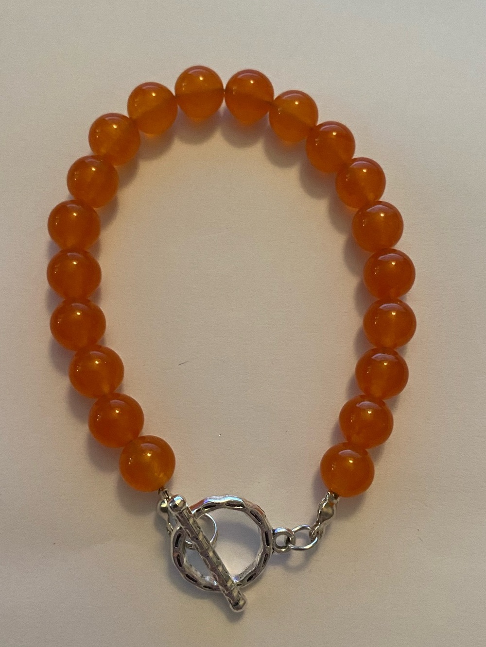 Handcrafted Amazonian Jade & White Jade with Troll Charm stretch bracelet
